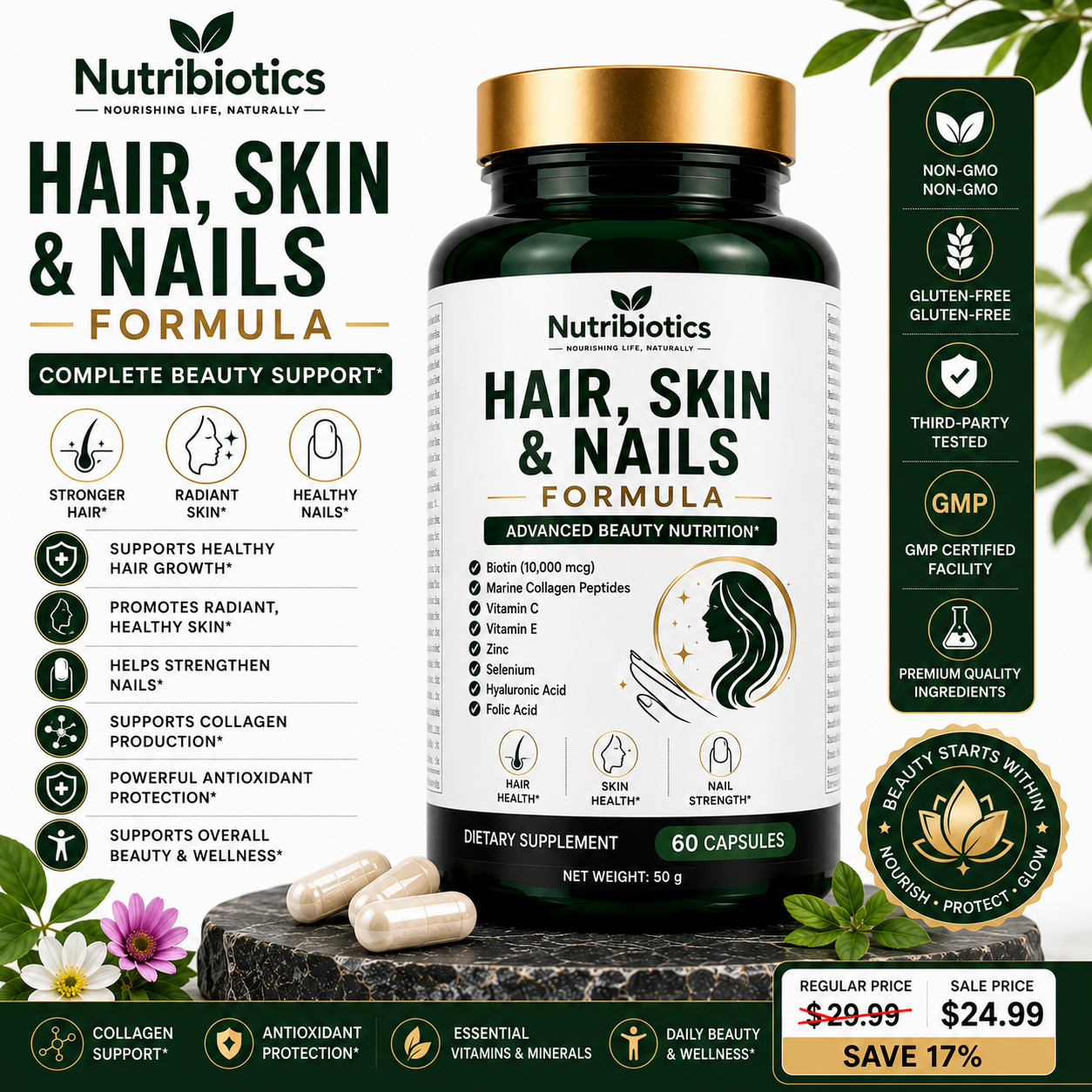 Nutribiotics Hair, Skin & Nails Formula